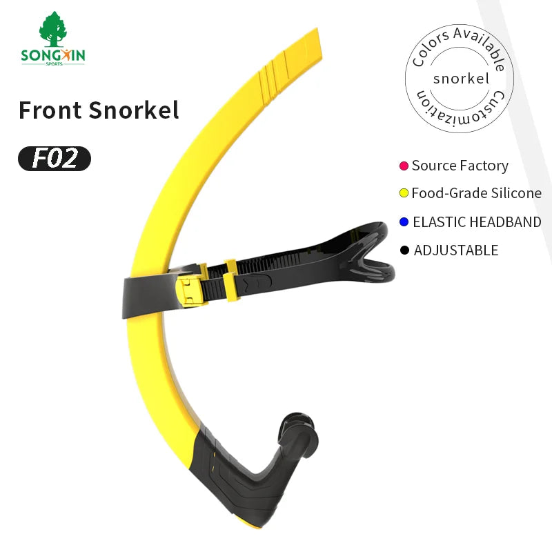 Adjustable Silicone Small Resistance Large Caliber Front Snorkel Elastic Headband for Swimming & Freestyle Training New Arrival, product image 1