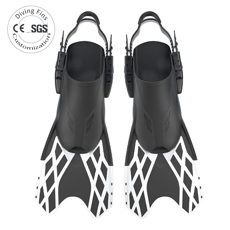 Adjustable TPR+PP Short Swimming Fins for Snorkeling and Scuba Diving Custom Logo Short Blade Flipers Made of Quality Rubber, product image 1