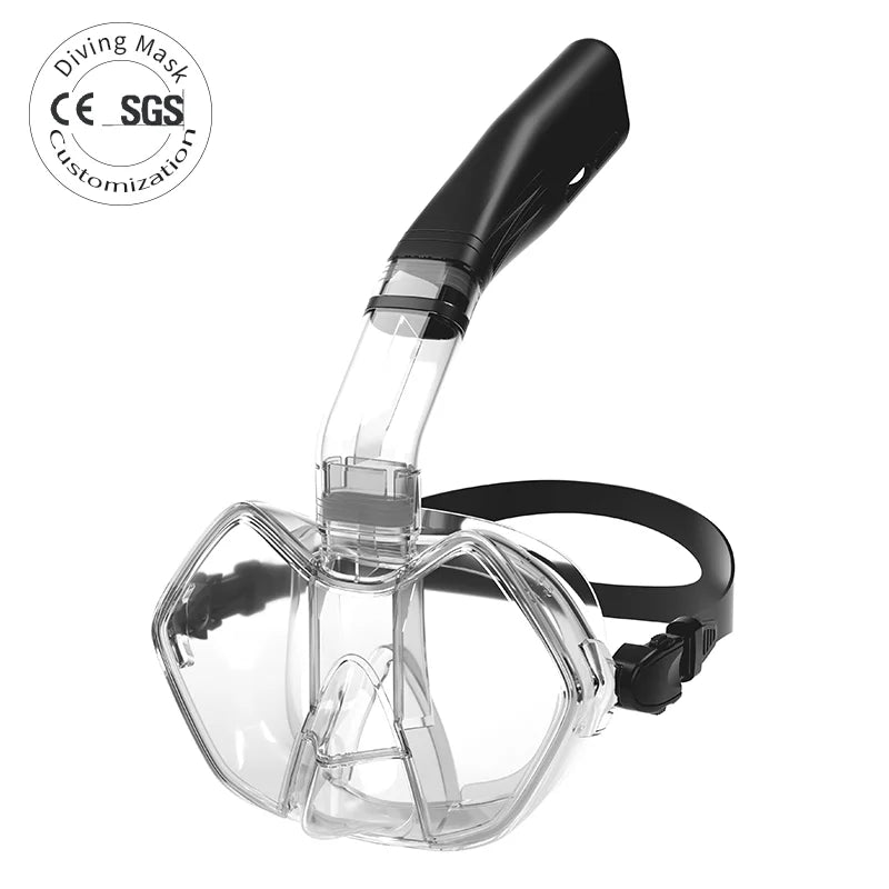2 in 1 Snorkel & Diving Mask with Integrated Frame Half Face Style Low Volume Anti-Fog Liquid Silicone Adjustable, product image 1