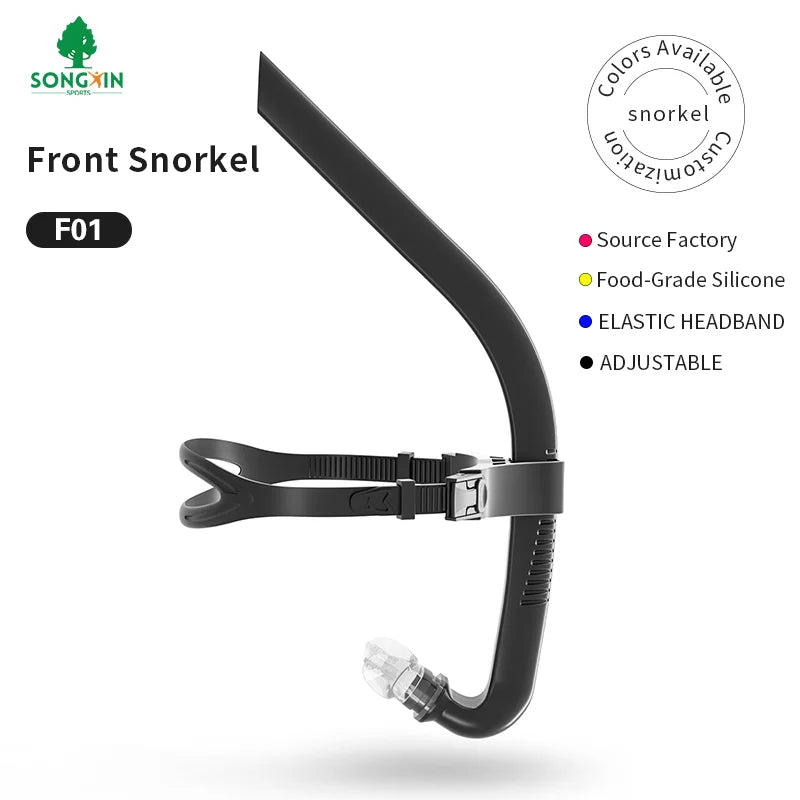 Food-Grade Silicone Elastic Headband Adjustable Small Resistance Front Snorkel for Swimming Freestyle Training, product image 1