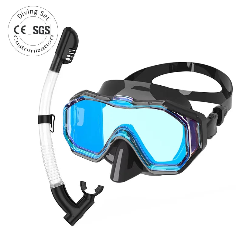 Cheap Adults Panoramic Wide View Snorkel Kit Professional Snorkeling Gear Snorkel Set for Swimming and Diving, product image 1