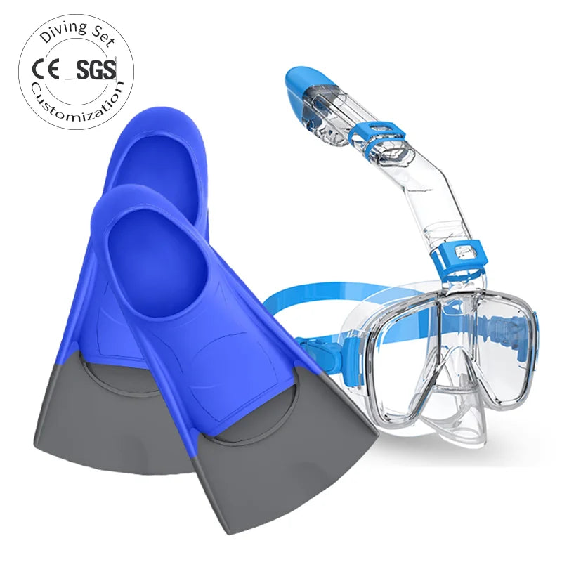 Cheap Price Professional scuba Food Grade Silicone Anti Leak Anti Fog Diving Mask and Snorkel with Fins Set, product image 1