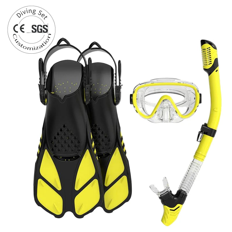Tempered Glass Anti-Fog Waterproof Diving Equipment Kit-Mask Snorkel Fins Set for Professional Diving & Snorkeling, product image 1