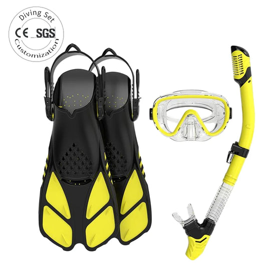 Tempered Glass Anti-Fog Waterproof Diving Equipment Kit-Mask Snorkel Fins Set for Professional Diving & Snorkeling, product image 1