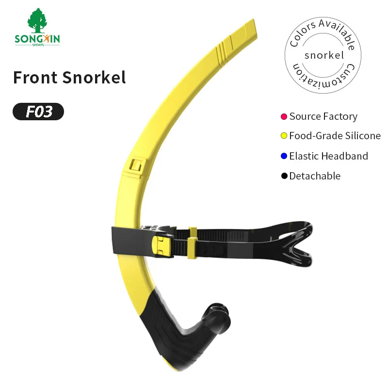 Elastic Headband Small Resistance Large Caliber Front Snorkel for Swimming Freestyle Training Made Durable Silicone, product image 1