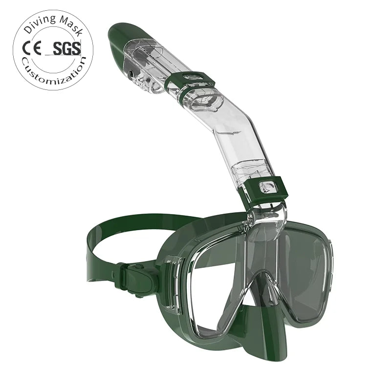 Diving Snorkel and Mask 2 in 1 Foldable 180 Degree Panoramic View Diving Mask with Free Breath Breathing System, product image 1