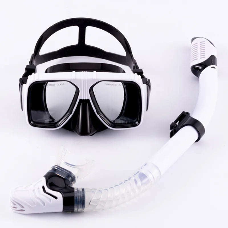 Tempered Glass scuba Diving Mask Skin Friendly Snorkel Dry Snorkel Set, product image 1