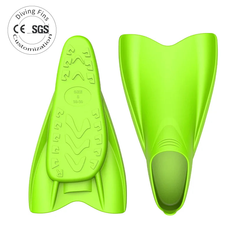 Factory New Custom Logo Adult Kid Swim Fins Professional Design OEM/ODM Free Silicone Diving Short Flipper for Training XXXS, product image 1