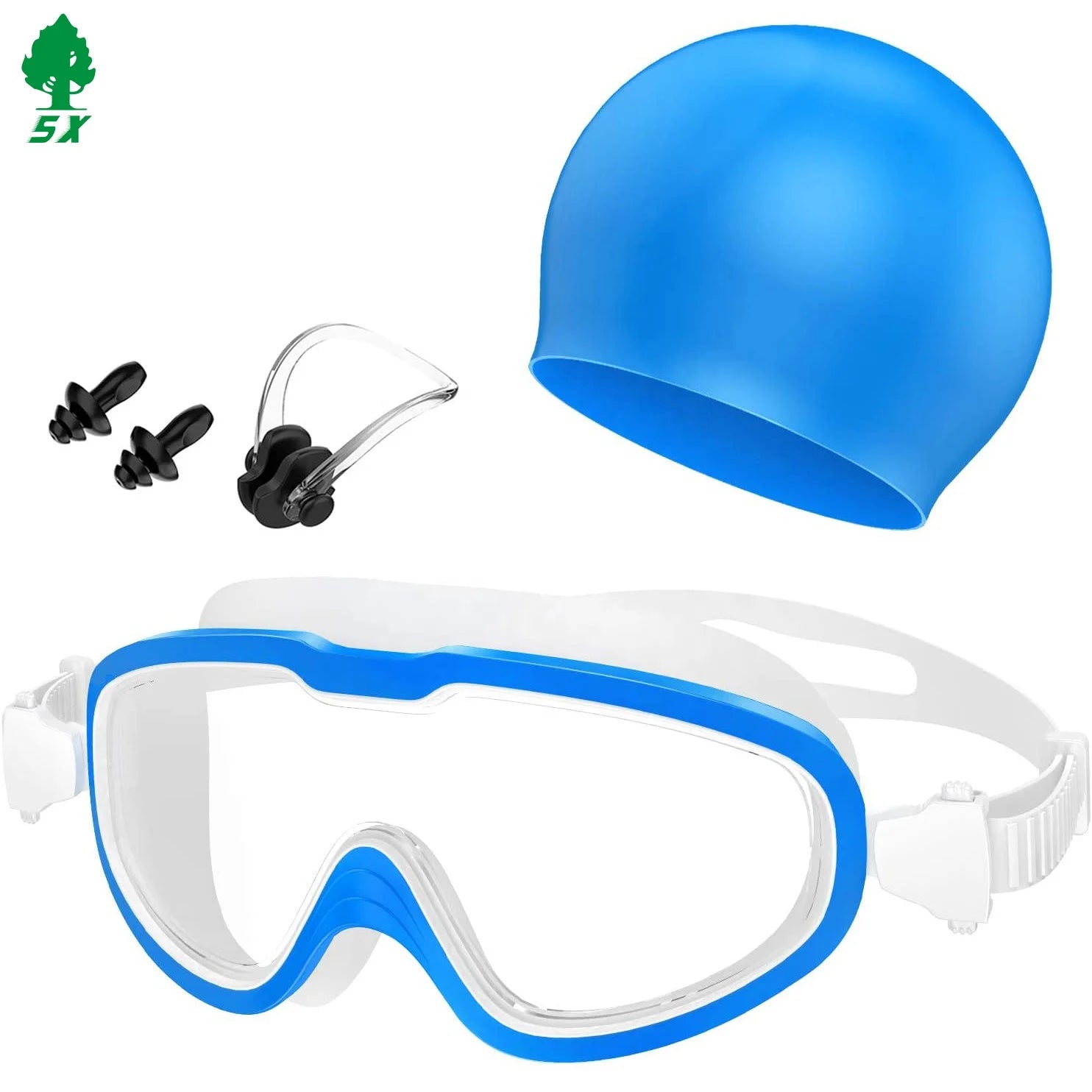 Wide View Swim Goggles Swim Cap Sets for Kids Adults, product image 1