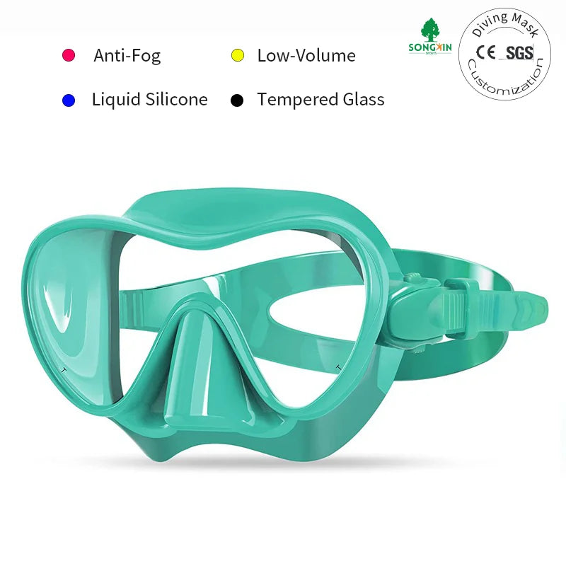 Frameless Silicone Snorkel Mask for Adults & Children Low Volume Design Anti-Fog UV Protection Eco-Friendly Foldable Lightweight, product image 1