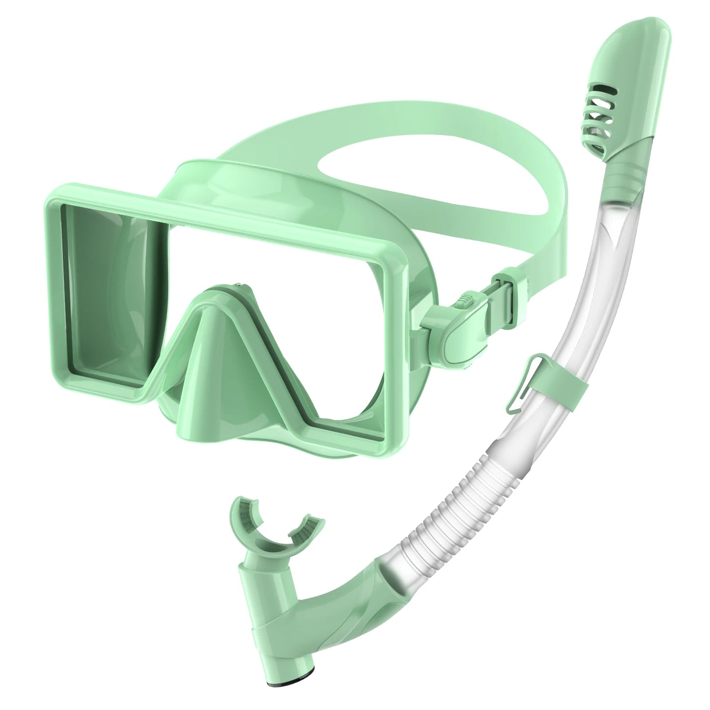 Factory OEM Custom Logo Tempered Glass & Silicone Low Volume Full Dry Snorkeling Mask and Snorkel Set, product image 4