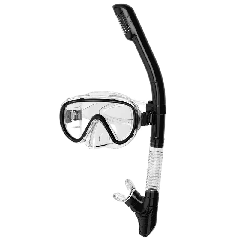 Tempered Glass Lens Silicone Snorkeling Mask and Snorkel Set with Dry Top Strap for Face Diving and Spearfishing Universal Fit, product image 5