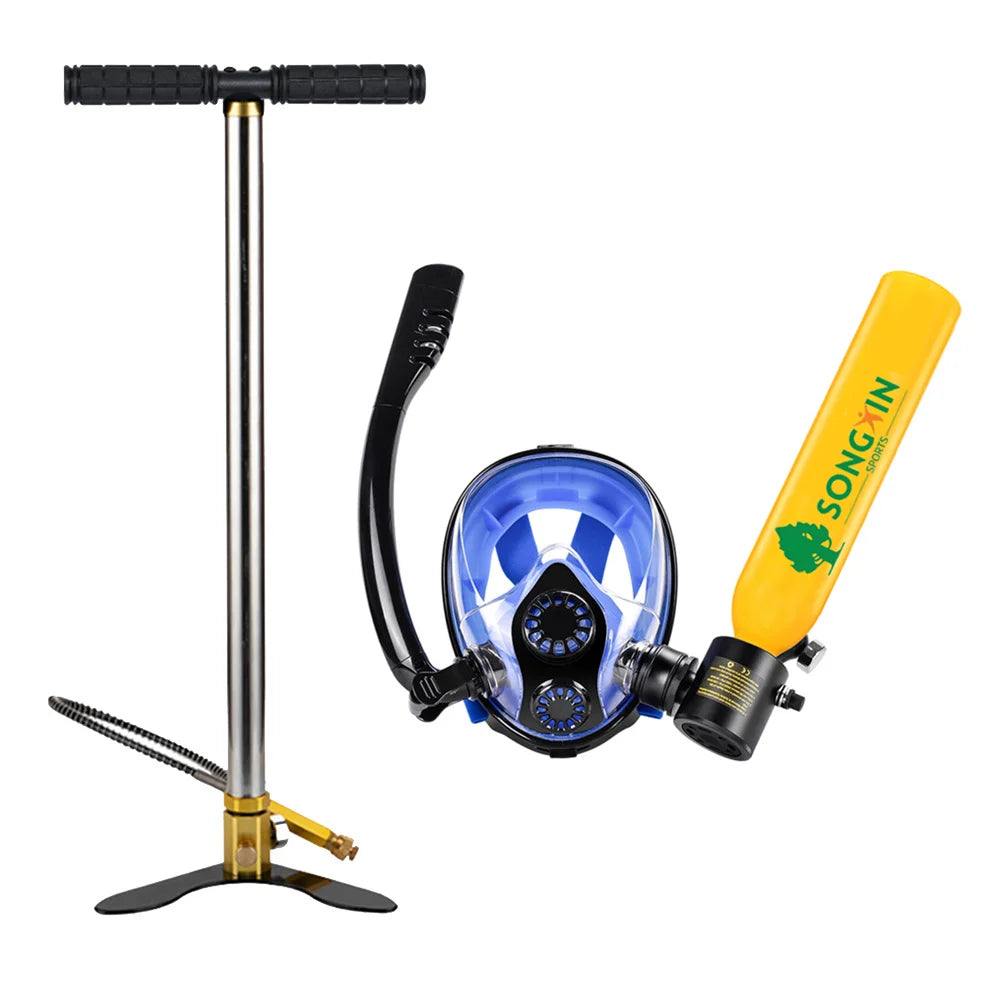 Portable 0.5L Mini Diving Tank & Full Face Snorkel Mask Combo, 3000PSI High Pressure Snorkeling Equipment with Refill Adapter, product image 5