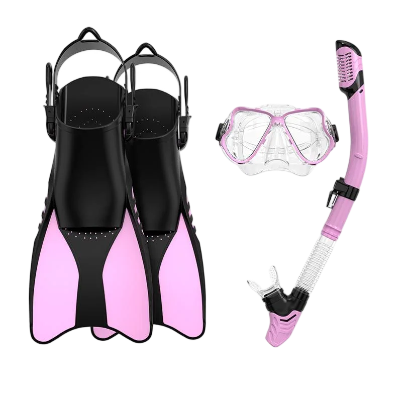 Snorkeling Equipment Low Volume Dive Gear Set Silicone scuba Diving Mask Snorkel Set with Adjustable Fins, product image 2