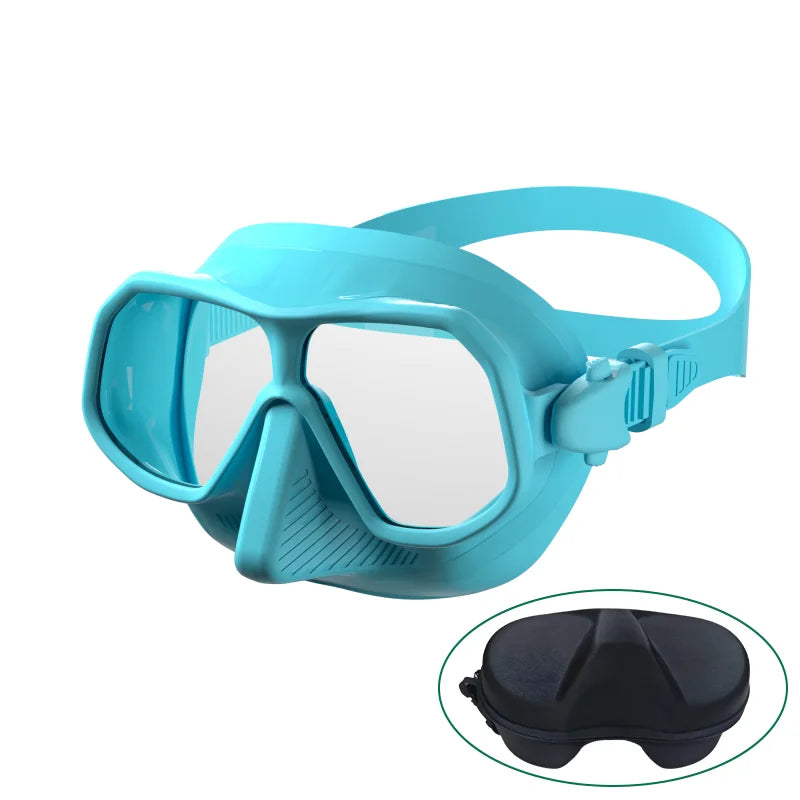 Low Volume Freediving Mask Tempered Glass Diving Mask Waterproof Anti Fog Clear Vision Diving Goggles with Case, product image 3