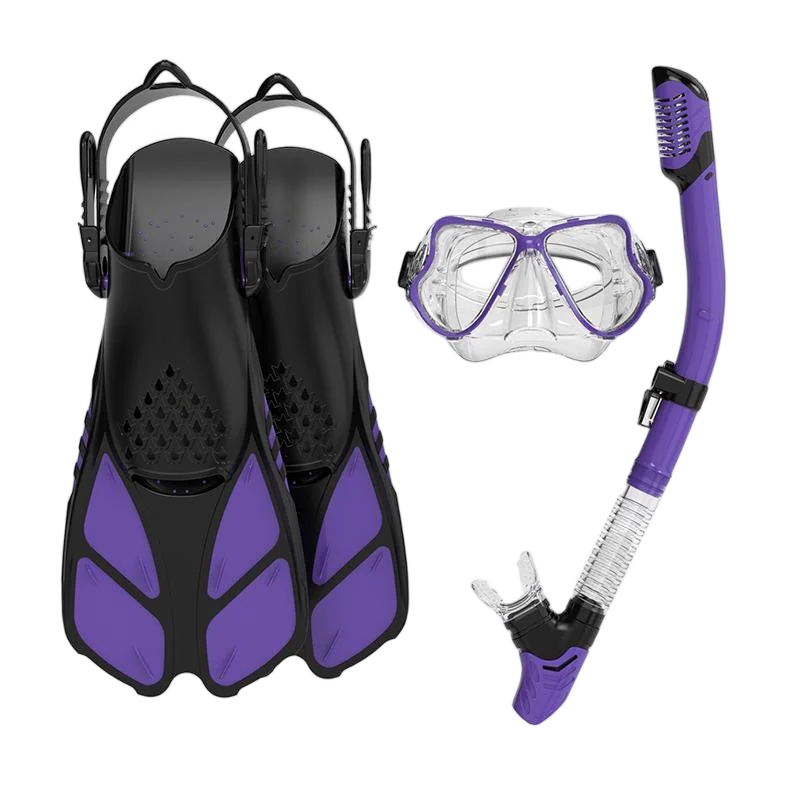 Best Tempered Glass Anti-Fog Diving Scuba Mask with Adjustable Swimming Fins and Dry Snorkel Tube Set, product image 2