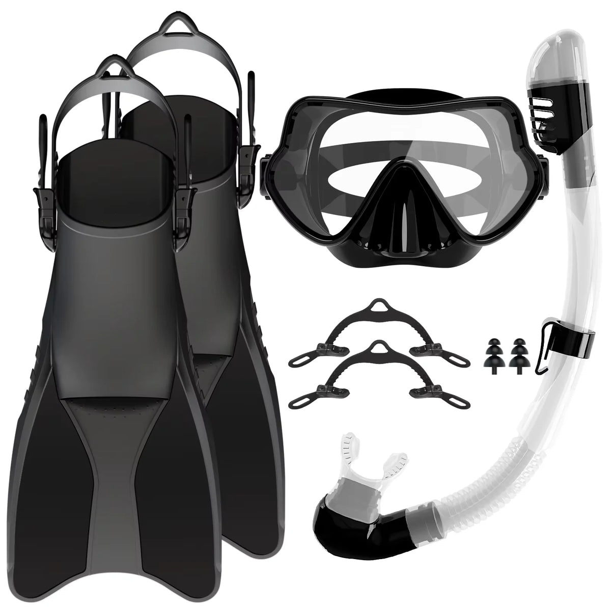 Diving Mask Diving Equipment Snorkel and Mask Set with Fins for Adult, product image 4