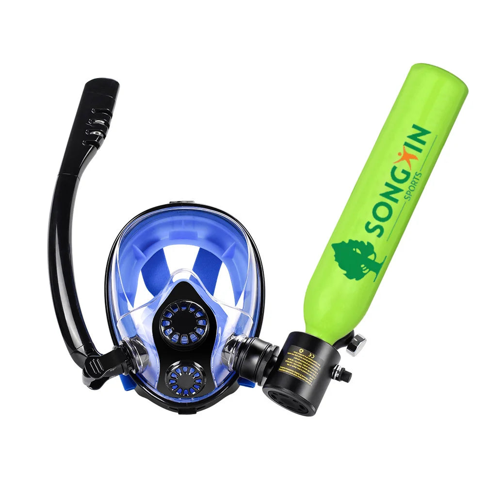 Portable 0.5L Mini Diving Tank & Full Face Snorkel Mask Combo, 3000PSI High Pressure Snorkeling Equipment with Refill Adapter, product image 4