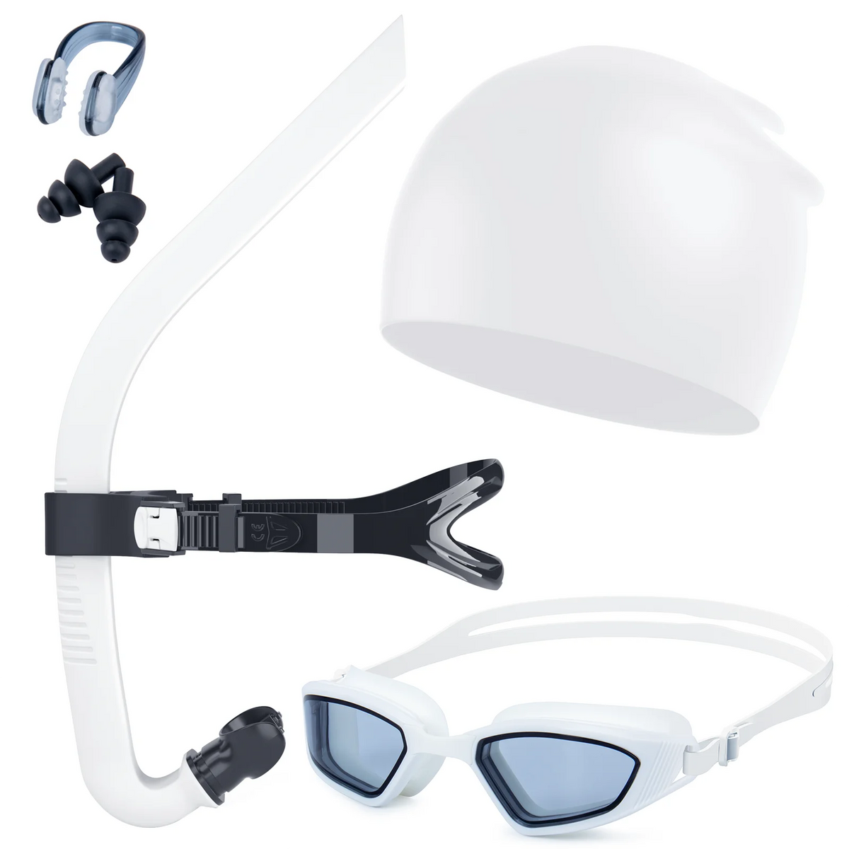 Swimming Training Set with Front Mount Snorkel, Swim Cap & Anti-Fog Goggles for Swimming Training & Finswimming, product image 3