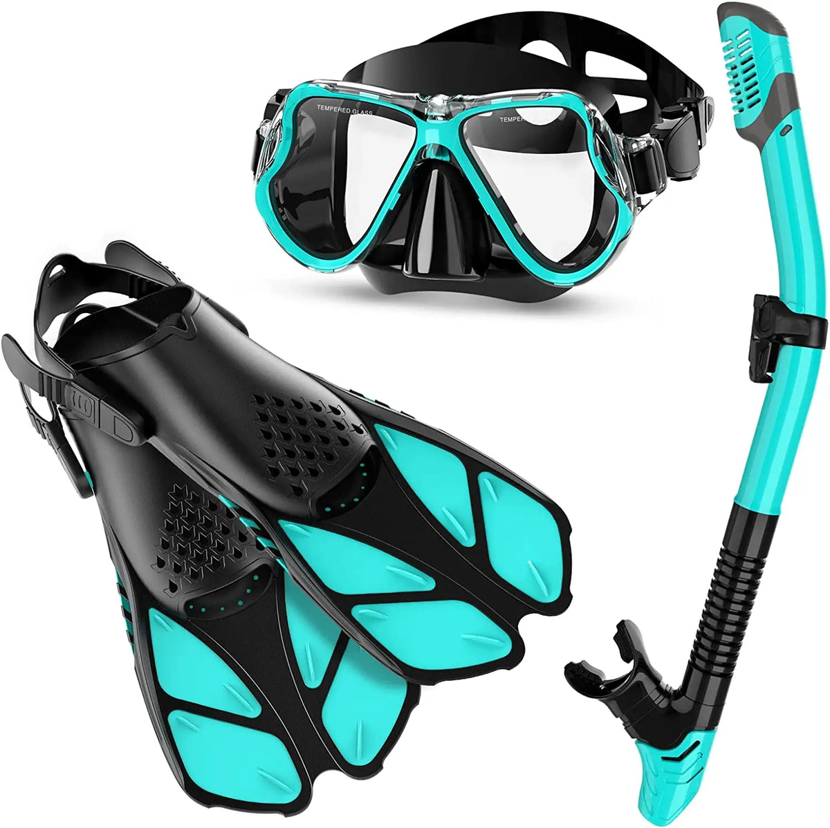 Newest Diving Gear Adults Diving Goggles Mask Dry Top Snorkel and Dive Flippers Kit Snorkel Mask Fins Set, product image 4