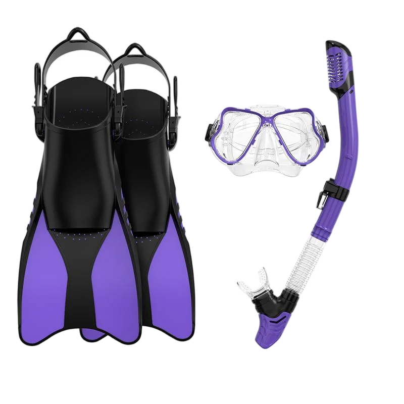 Snorkeling Equipment Low Volume Dive Gear Set Silicone scuba Diving Mask Snorkel Set with Adjustable Fins, product image 4