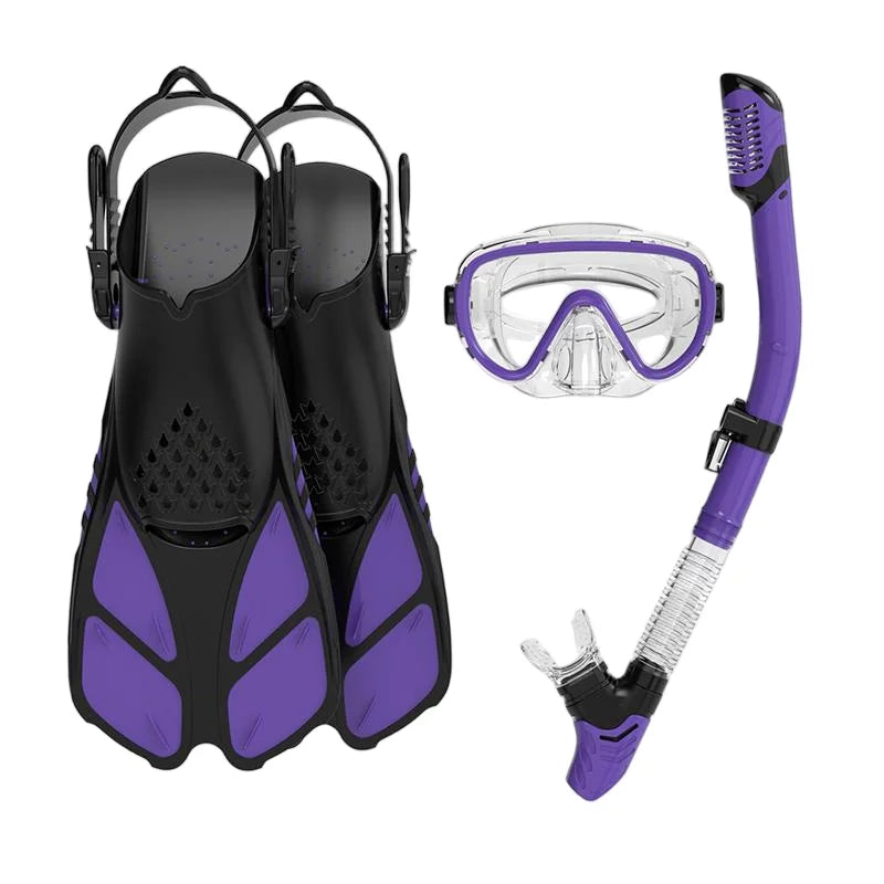 Tempered Glass Anti-Fog Waterproof Diving Equipment Kit-Mask Snorkel Fins Set for Professional Diving & Snorkeling, product image 4