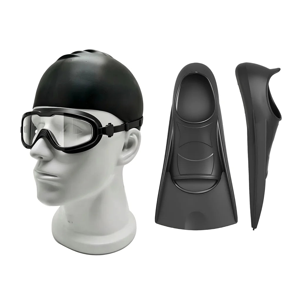 3pcs Kids Swimming Equipment Set Silicone Swim Cap Anti-Fog Goggles and Non-Slip Fins Custom Logo Available, product image 4