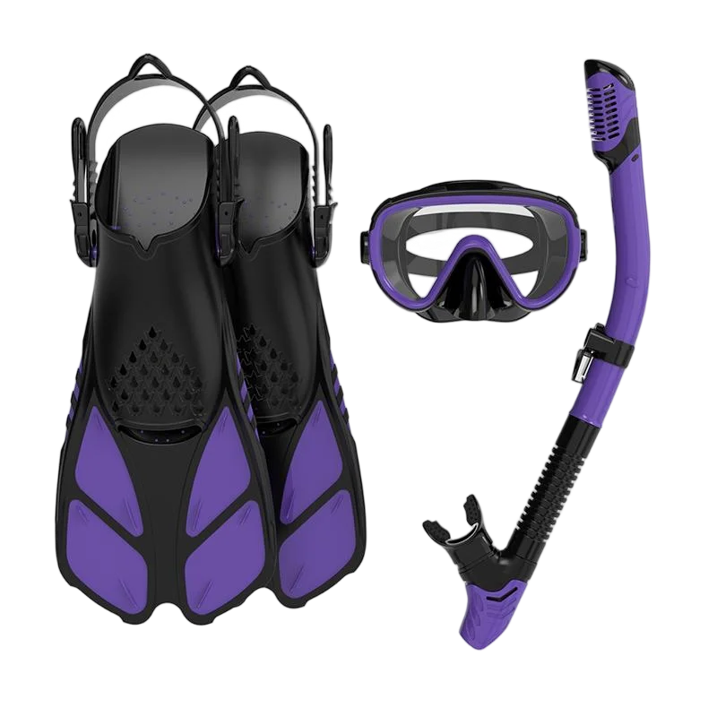 Tempered Glass Anti-Fog Waterproof Diving Equipment Kit-Mask Snorkel Fins Set for Professional Diving & Snorkeling, product image 3