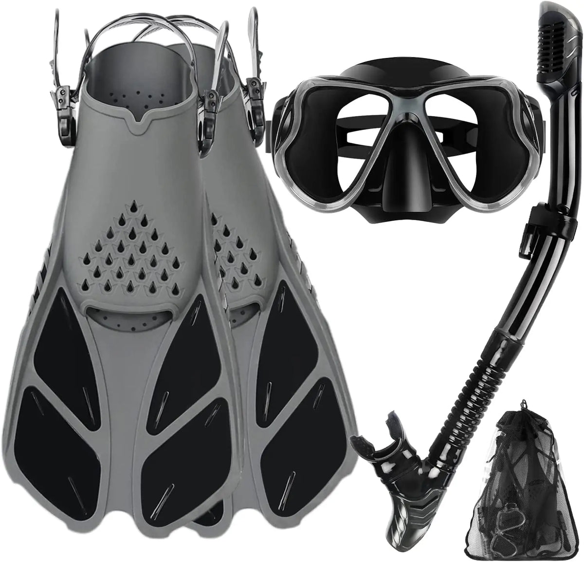 Newest Diving Gear Adults Diving Goggles Mask Dry Top Snorkel and Dive Flippers Kit Snorkel Mask Fins Set, product image 5
