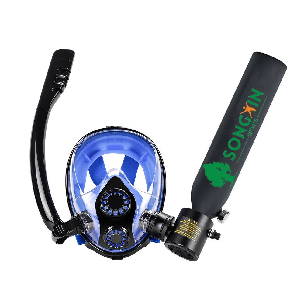Portable 0.5L Mini Diving Tank & Full Face Snorkel Mask Combo, 3000PSI High Pressure Snorkeling Equipment with Refill Adapter, product image 3