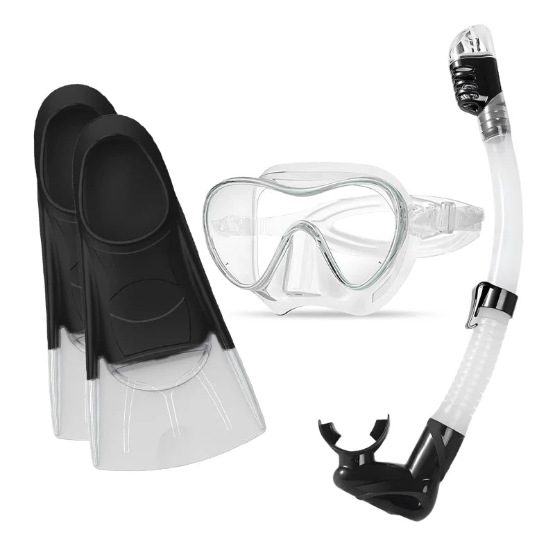 Outdoor Water Sport Silicone Swimming Fins Diving & Snorkel Mask Set with Flipper Low Volume Waterproof Anti-Fog UV Protection, product image 3