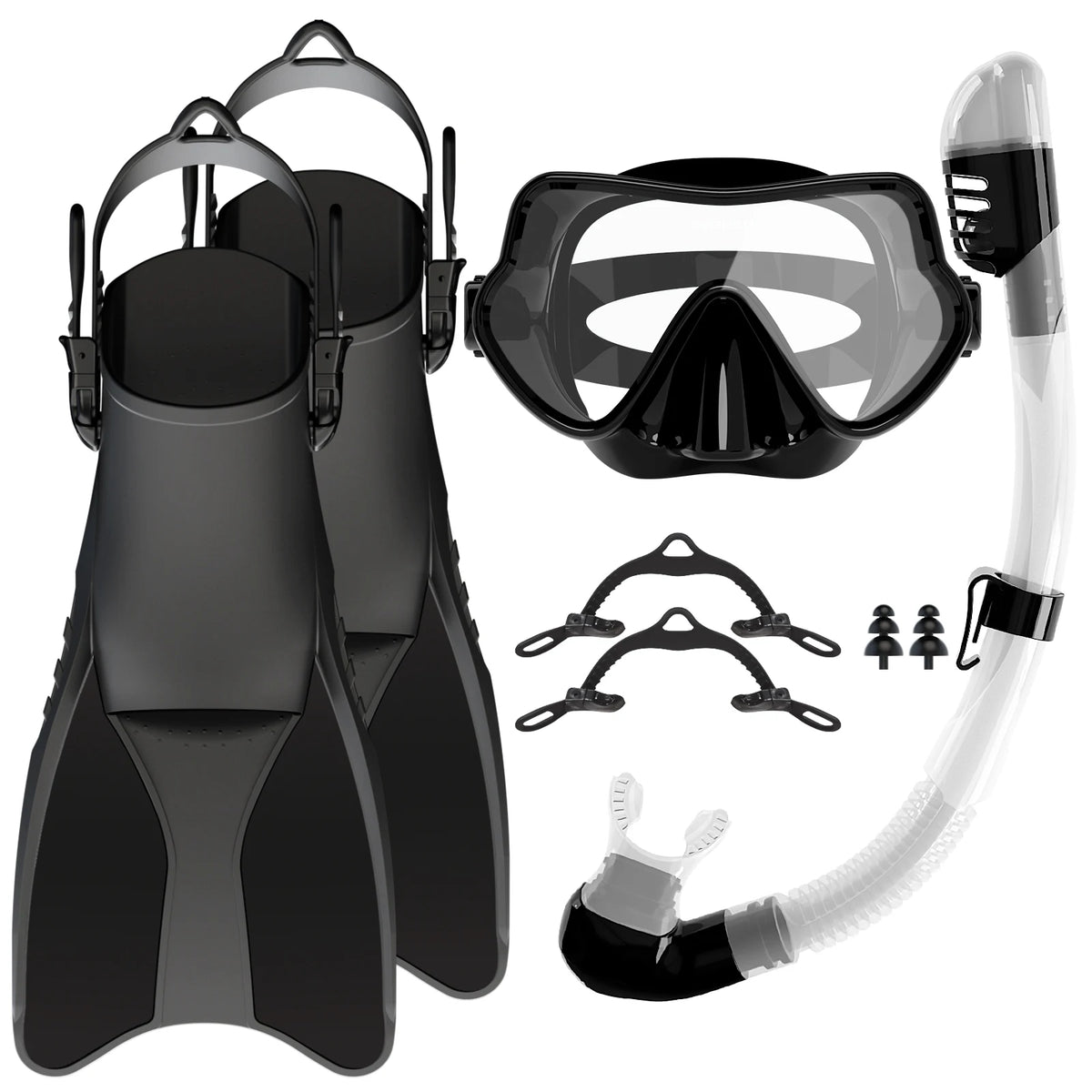 Free Breath Diving Mask Equipment Half Face Snorkel Mask Snorkel Fins Set, product image 1