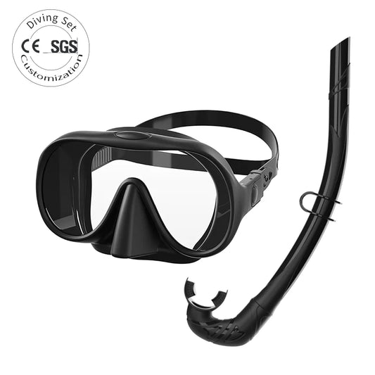 Single Lens Anti Fog Anti Leak Silicone Diving Mask with Snorkel Custom Logo for Adults, product image 1