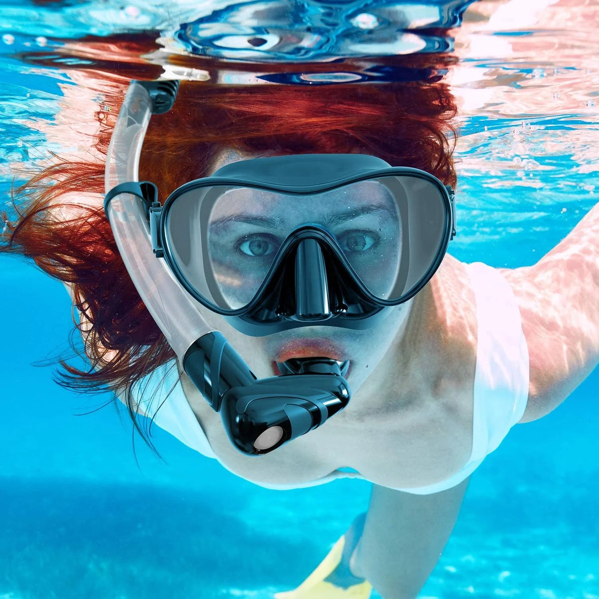 Wide View White Diving Glasses Diving Snorkel Mask Set, product image 1