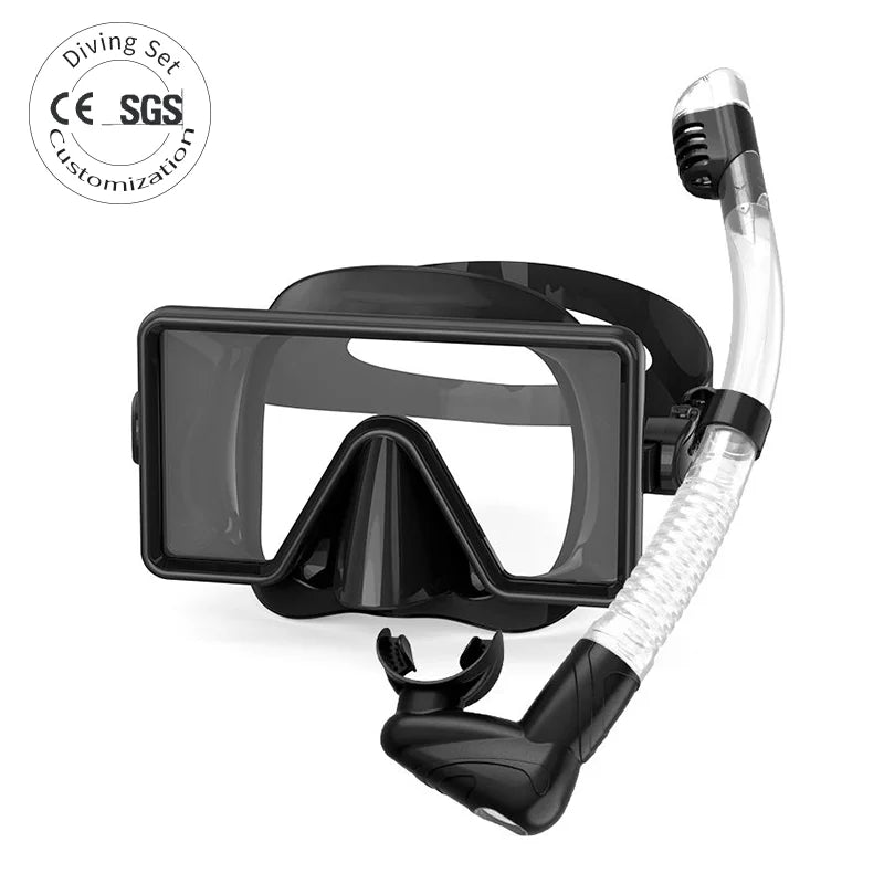Anti-Fog Low Volume Tempered Glass Waterproof Snorkel Mask Diving Snorkeling Set, product image 1
