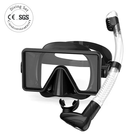 Anti-Fog Low Volume Tempered Glass Waterproof Snorkel Mask Diving Snorkeling Set, product image 1