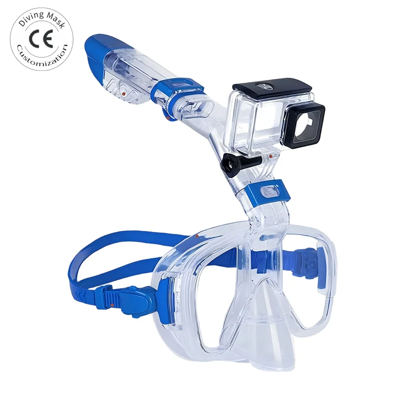 Logo Full Face Snorkel Mask Set Wholesale Customizable Anti-Fog Waterproof Scuba Diving Mask PC Lenses, product image 1