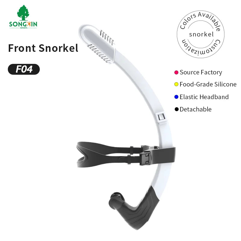 Accepted Food-Grade Silicone Dry Adjustable Small Resistance Large Caliber Front Snorkel 43cm Unisex Swimming Freestyle, product image 1