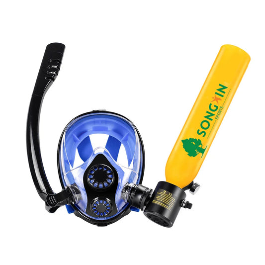 Portable 0.5L Mini Diving Tank & Full Face Snorkel Mask Combo, 3000PSI High Pressure Snorkeling Equipment with Refill Adapter, product image 1