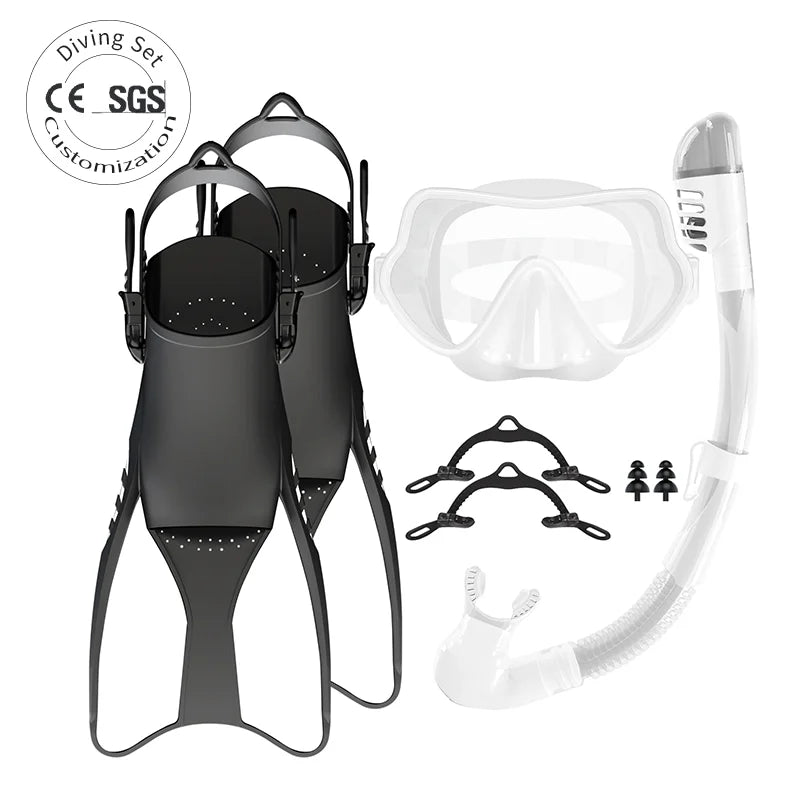 Diving Mask Diving Equipment Snorkel and Mask Set with Fins for Adult, product image 1