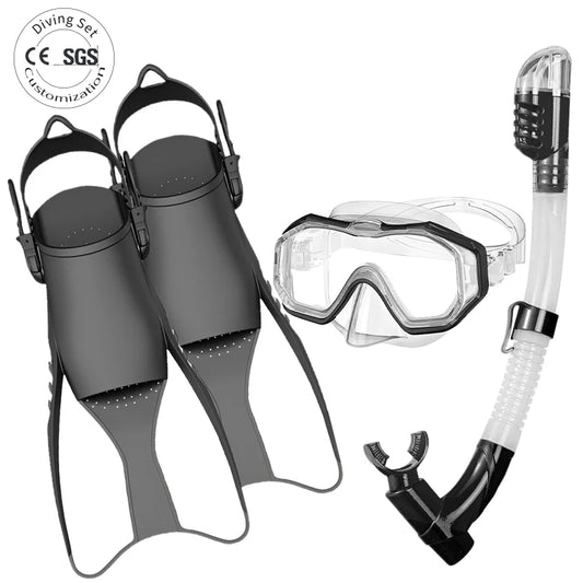 Songxin Custom Diving Snorkel Mask & Fins Set with 180 Panoramic View Anti-Fog Anti-Leak Low Volume Waterproof, product image 1
