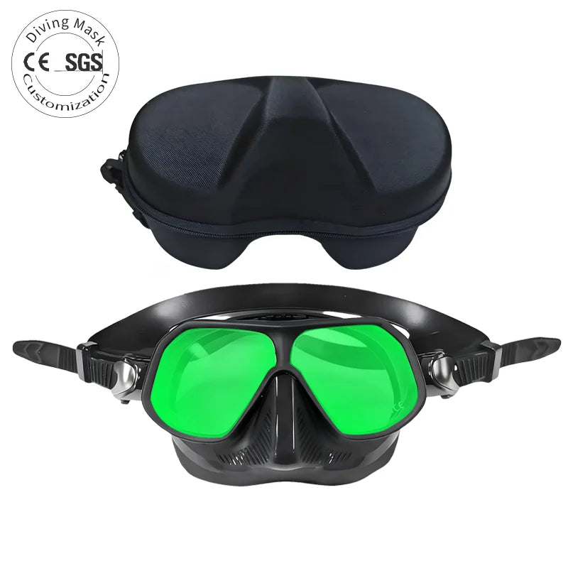 Low Volume Freediving Mask Tempered Glass Diving Mask Waterproof Anti Fog Clear Vision Diving Goggles with Case, product image 1