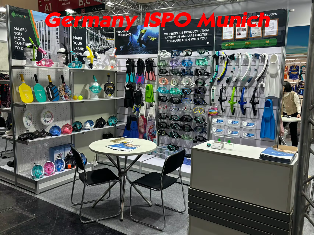 Songxin booth and swimming equipment display at ISPO Munich
